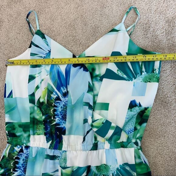CECE by Cynthia Steffe tropical floral wrap romper blue green Sz 8 NWOT - Picture 11 of 13